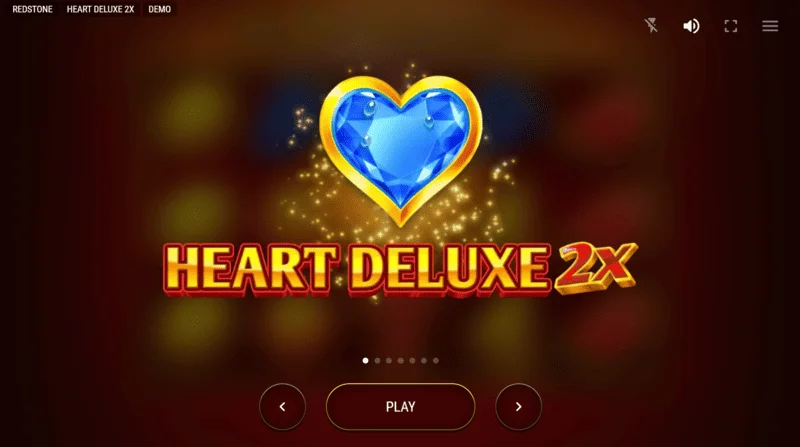 Heart Deluxe 2x - κύριο μενού και αρχική οθόνη του κουλοχέρη