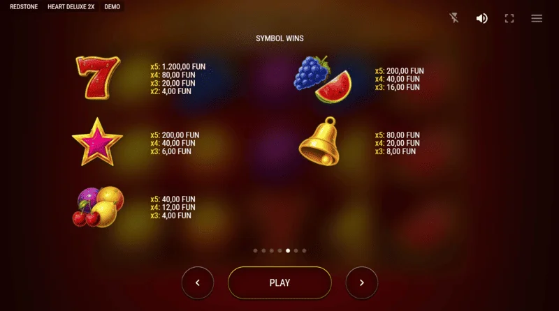 Heart Deluxe 2x - πίνακας πληρωμών με επεκτεινόμενο wild καρδιά