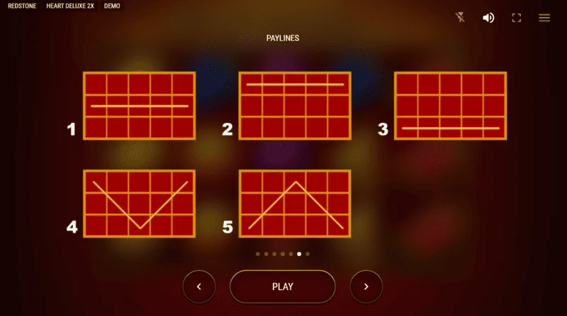 Heart Deluxe 2x - σχήμα πέντε γραμμών πληρωμής από αριστερά προς τα δεξιά